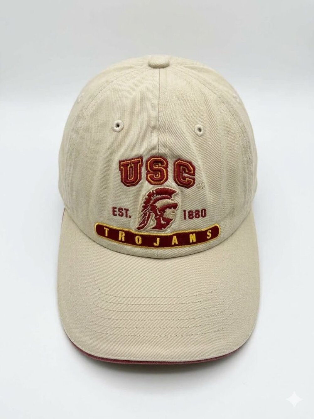 Vintage USC Trojans Hat By TEI Twins Enterprise Cream Red Strapback Cap OS